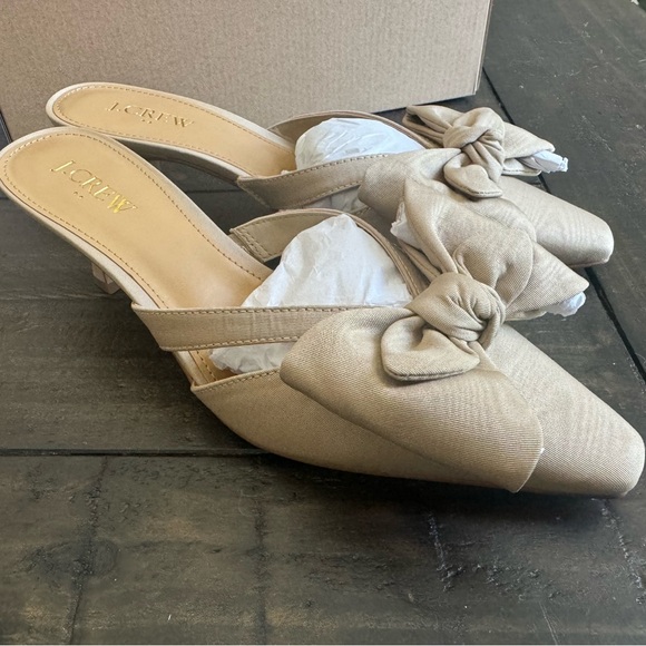 J. Crew Women's Tan Bow Heeled Mules - Picture 8 of 10